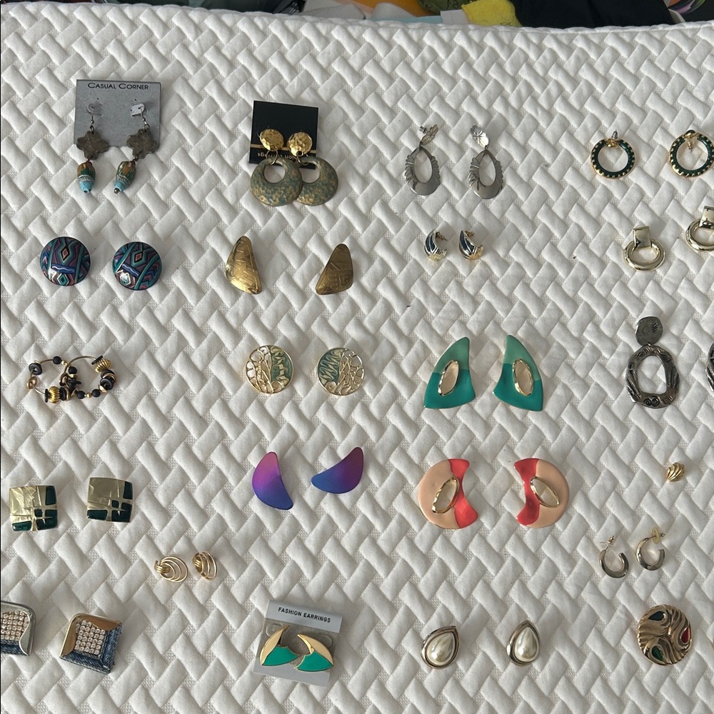 Vintage costume jewelry post earrings. 22 pairs